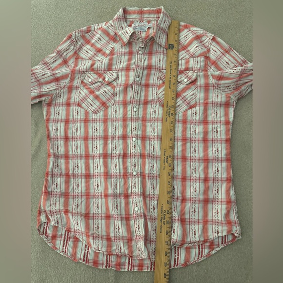 True Religion Western Shirt Men’s XXL 100% Cotton Long Sleeve White Red Pink - Picture 8 of 10
